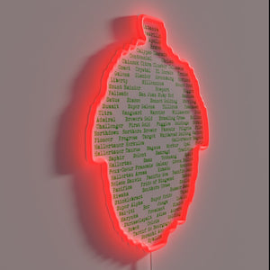RGB Neon Sign Featuring Diverse Hop Varieties from Around Globe