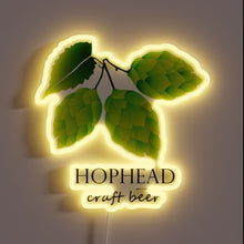 Load image into Gallery viewer, Vibrant LED HopHead neon sign with customizable RGB color options.