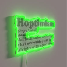 Load image into Gallery viewer, Neon Wall Sign with Vibrant Hoptimism Beer Drinker Design