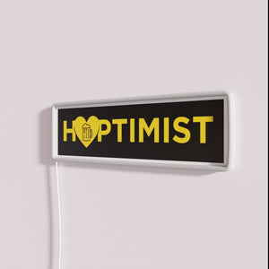 Brightly lit Hoptivist craft beer inspired design neon bar sign