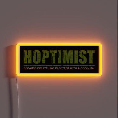 IPA lover's dream: radiant HOPTIMIST RGB neon beer sign ambiance