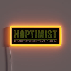 IPA lover's dream: radiant HOPTIMIST RGB neon beer sign ambiance