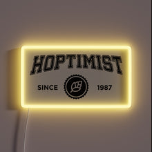 Load image into Gallery viewer, Vintage Neon Sign Featuring Hoptimist University Logo in Retro Style
