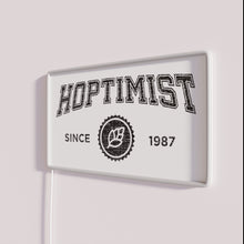Load image into Gallery viewer, Vintage-inspired 80s craft beer neon wall decor with HOPTIMIST logo