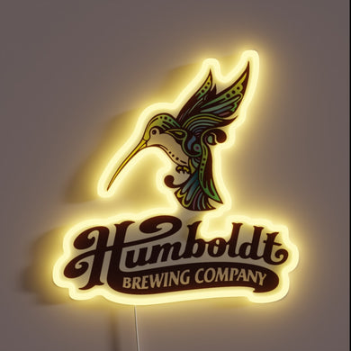 Vintage Humboldt Brown Neon Sign with Colorful RGB Lighting Effects