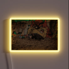 Load image into Gallery viewer, Vibrant neon sign featuring a hungover Tasmanian devil in color.