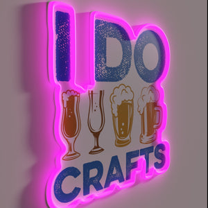 Crafty brewer's home workshop decorated with colorful beer theme neon