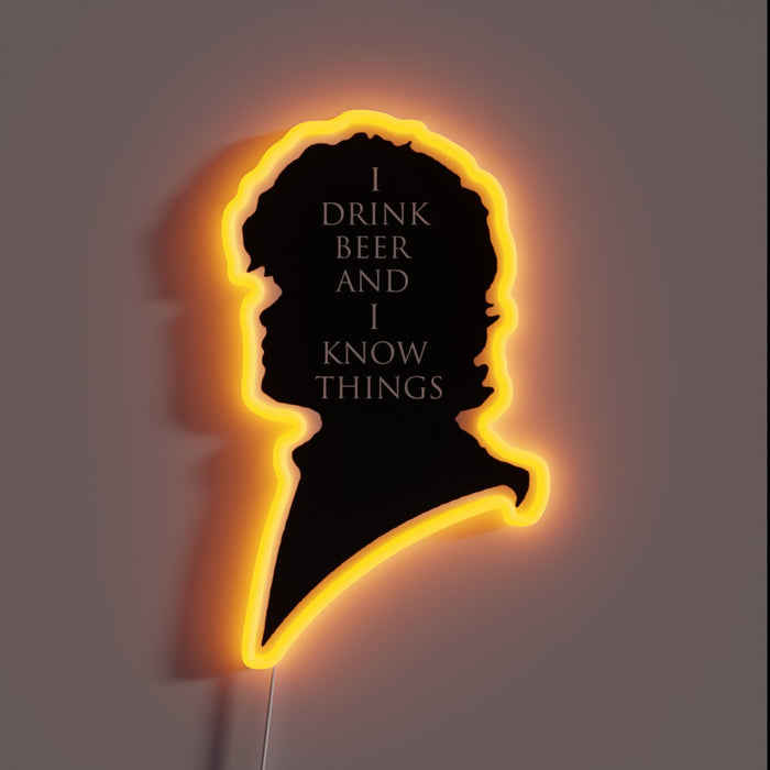 Retro-inspired neon sign featuring a witty quote about beer enthusiasts
