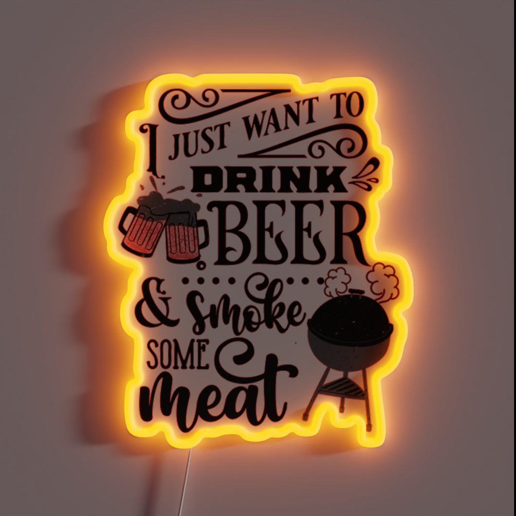 Glowing Neon Sign for Beer Lovers and Meat Enthusiasts Alike