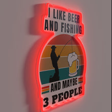 Load image into Gallery viewer, RGB Neon Sign: I Like Beer and Fishing Home Decor Item