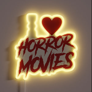 Retro Horror Enthusiast's Dream Sign: 80s Horror Flicks in Neon