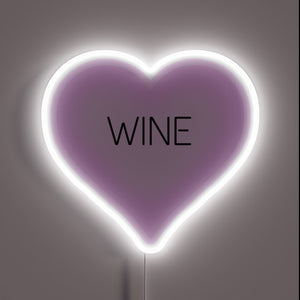 RGB Wine Sign Features Heart-Shaped Design with Vibrant Neon Accents