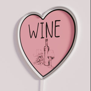 RGB neon sign with heart and wine love sentiment