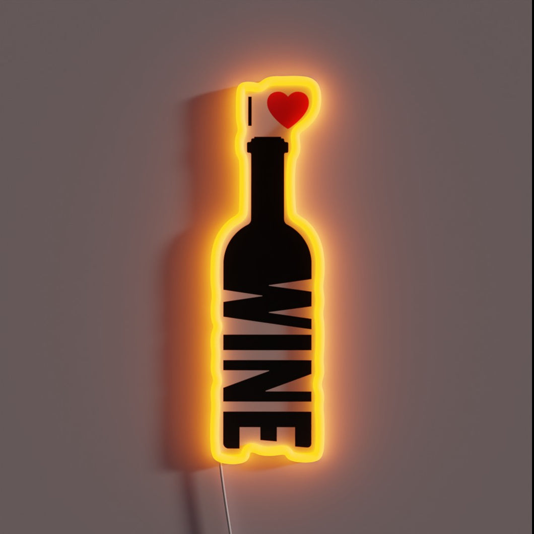 Illuminated wine enthusiast decor featuring colorful neon wine glass accents