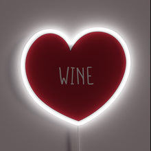 Load image into Gallery viewer, Vibrant neon bar decor with wine lover&#39;s heart sentiment