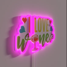 Load image into Gallery viewer, I Love Wine&quot; LED Neon Sign with Vibrant RGB Lighting.