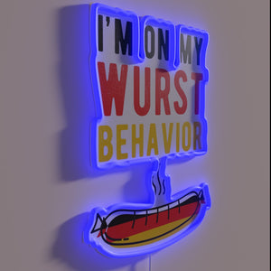 Vibrant German-themed neon sign celebrates bratwurst festival with festive flair.