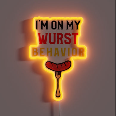 Fun novelty sign featuring colorful RGB lighting and saucy pun.