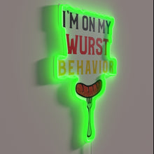 Load image into Gallery viewer, Neon warning sign that pokes fun at worst behavior habits.