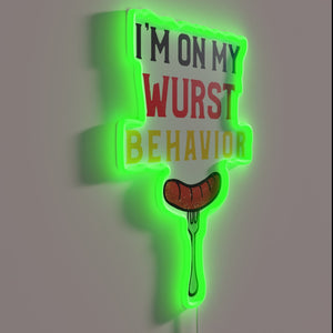 Neon warning sign that pokes fun at worst behavior habits.