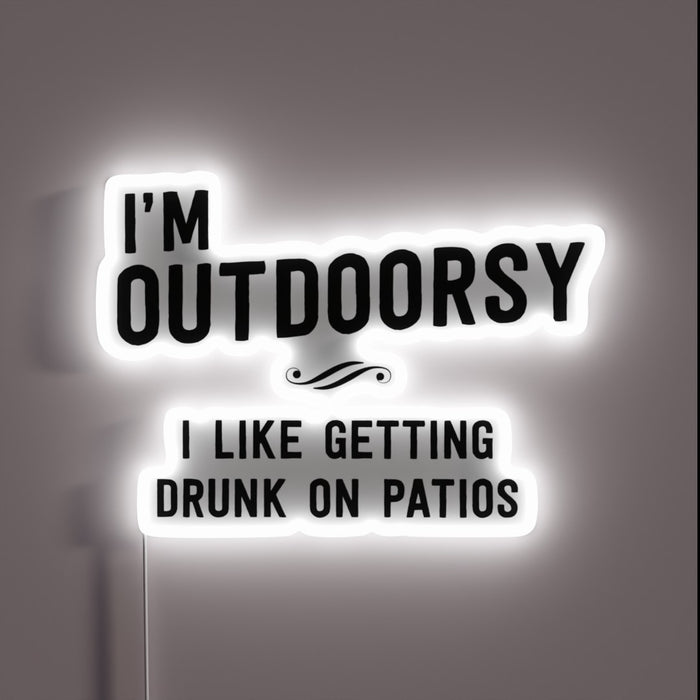 Outdoor enthusiast patio party vibes under neon rainbow glow lighting