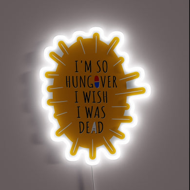 Humorously lamenting hangovers with a darkly comedic twist neon light