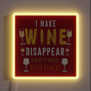 Magical Wine Disappearance Sign in Vibrant RGB Neon Lights