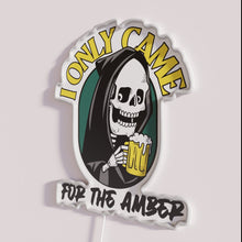 Load image into Gallery viewer, Darkly Chic Neon Death Sign with Amber Grim Reaper Design