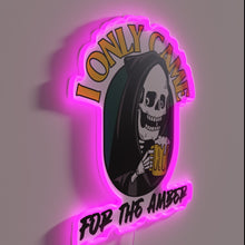 Load image into Gallery viewer, Dark humor meets neon style with the Grim Reaper&#39;s warning.