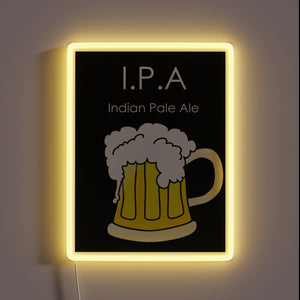 Customizable RGB neon sign art on premium IPA beer tee led.