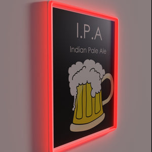 Retro Arcade Neon Sign with IPA Beer Glass Design Illumination