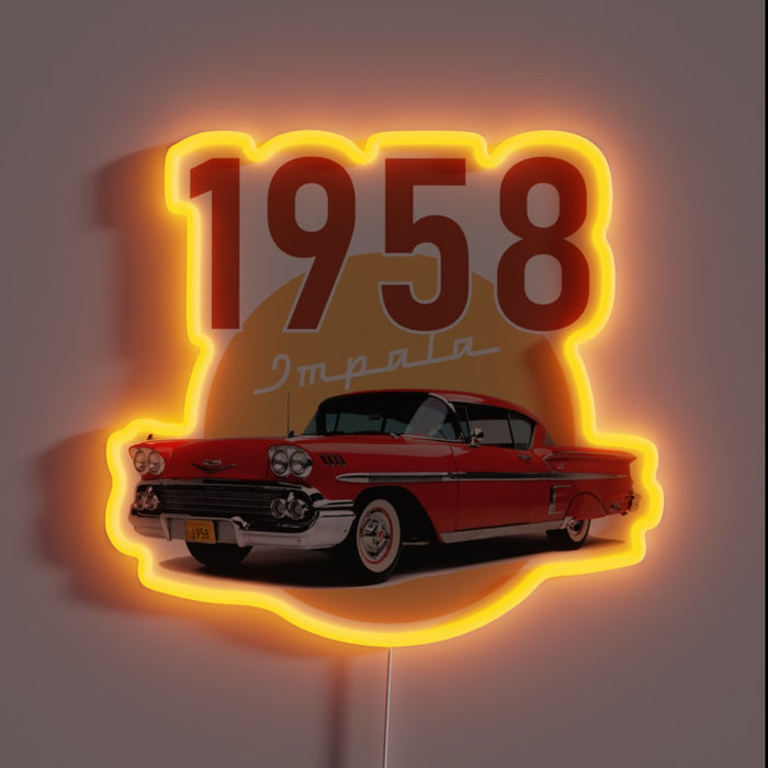 Vintage 1958 Impala Chevrolet Classic Car RGB Neon Bar Sign Artwork