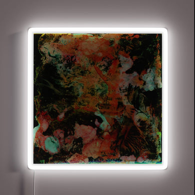 Vibrant neon light simulating traditional Japanese garden ambiance outdoors.