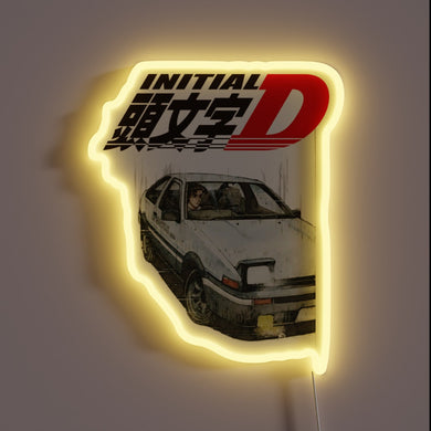 Initial D-inspired Neon Sign featuring Takumi's Drift Car in RGB