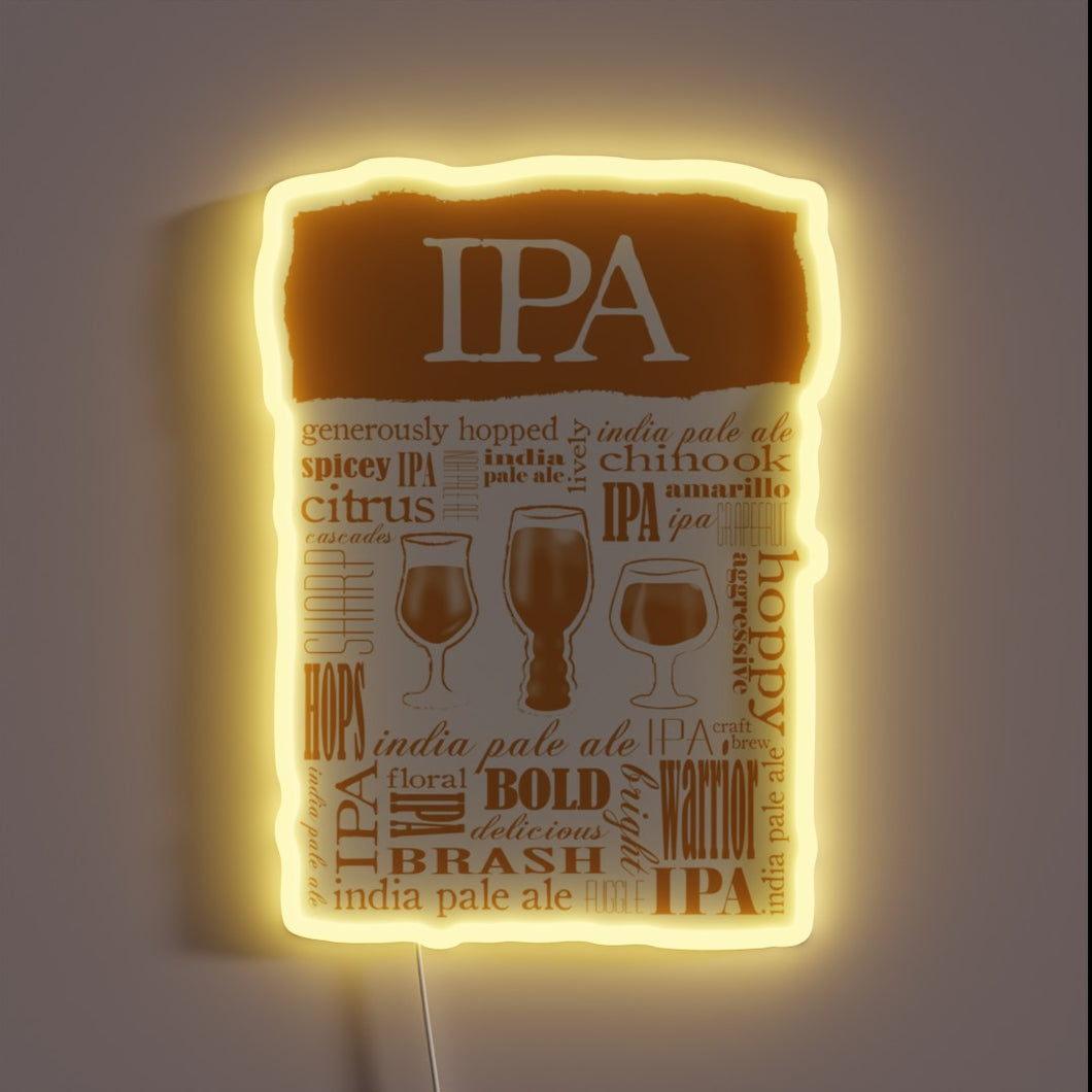 RGB Neon Sign: IPA India Pale Ale Typography for Enthusiasts