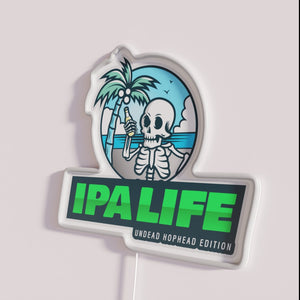 Vibrant Neon Sign with Hilarious IPA Humor for Beer Lovers