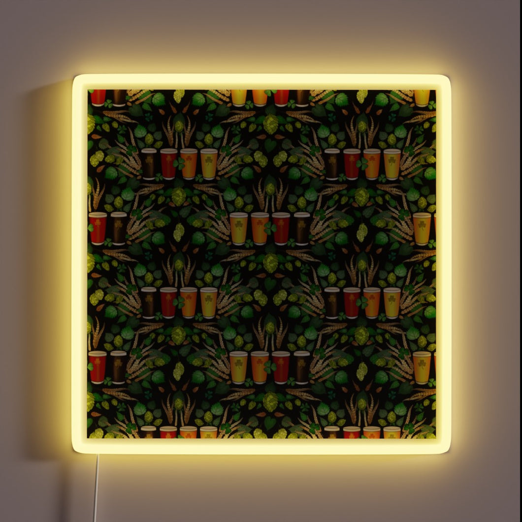 Vibrant RGB lighting illuminates your home's Irish pub ambiance perfectly.