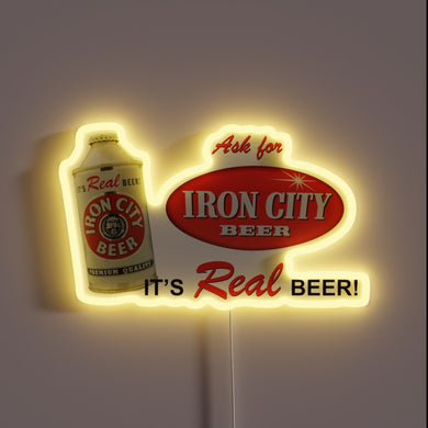 Neon illuminated LED iron city beer bar pub decor signage
