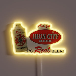 Neon illuminated LED iron city beer bar pub decor signage