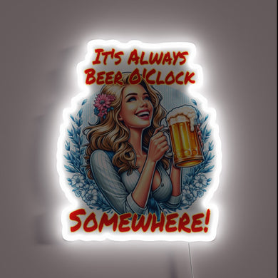 Fun retro bar decor that screams 'It's Always Beer O'Clock'
