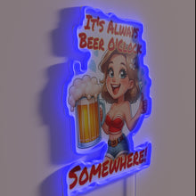 Load image into Gallery viewer, Colorful &#39;It&#39;s Always Beer O&#39;Clock Somewhere&#39; neon bar sign decoration humor.