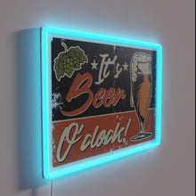 Load image into Gallery viewer, Beer O&#39;Clock Party Time LED Sign in Vibrant Colorful Neon Light