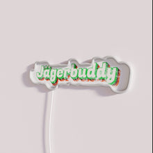 Load image into Gallery viewer, Retro style Jagerbuddy 70s inspired logo RGB neon bar decor