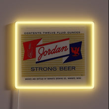 Load image into Gallery viewer, Neon sports-themed beer sign featuring Jordan Strong logo in RGB.