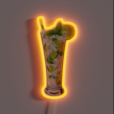 Vibrant neon bar decoration with juicy mojito flavor design