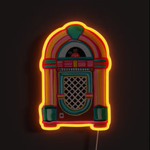 Load image into Gallery viewer, Pink Retro Jukebox RGB neon sign, front view lit, printed on acrylic