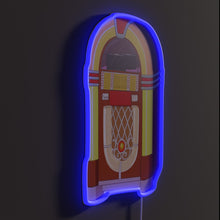 Load image into Gallery viewer, Classic Jukebox RGB neon sign, side view lit showing the depth of the acrylic sign