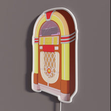 Load image into Gallery viewer, Classic Jukebox RGB neon sign, side view with lights off showing acrylic backing and LED tube