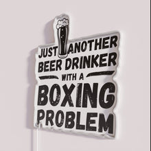 Load image into Gallery viewer, Neon Beer Drinker Boxing Wall Sign - Bar Decor Humor
