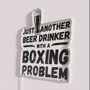 Neon Beer Drinker Boxing Wall Sign - Bar Decor Humor